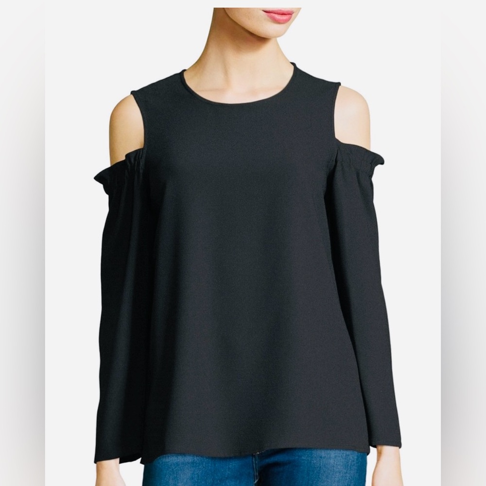 Club Monaco Black Cold Shoulder Blouse Top